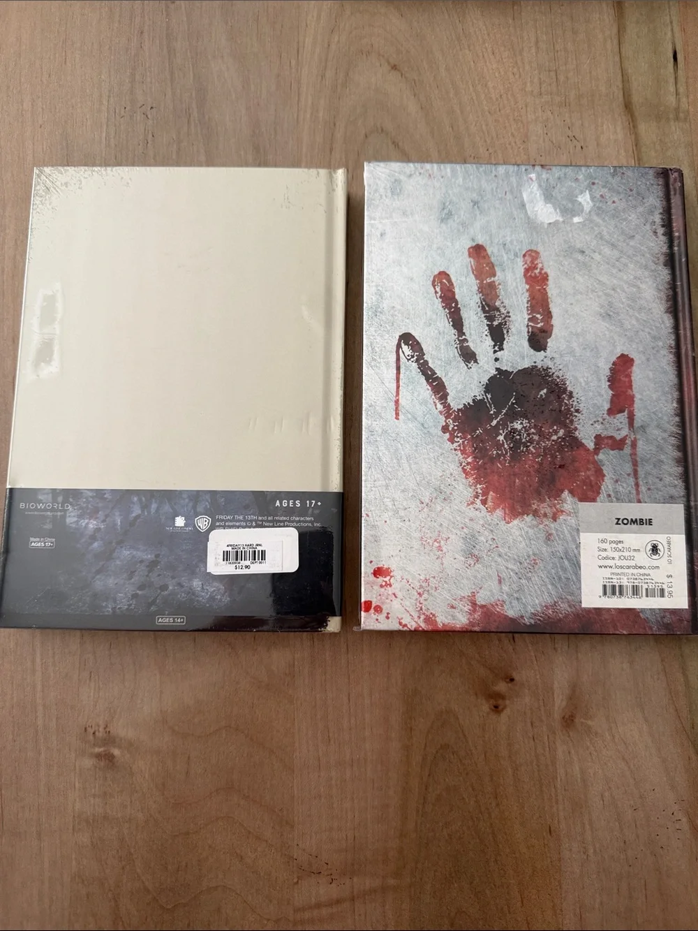 Bioworld Friday the 13th Hardcover Journals in Cream and Red Accents